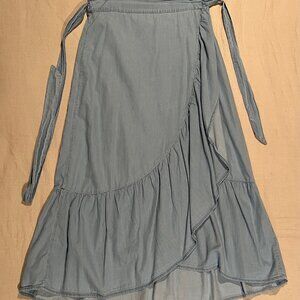 Oysho Cotton Chambray Wrap skirt